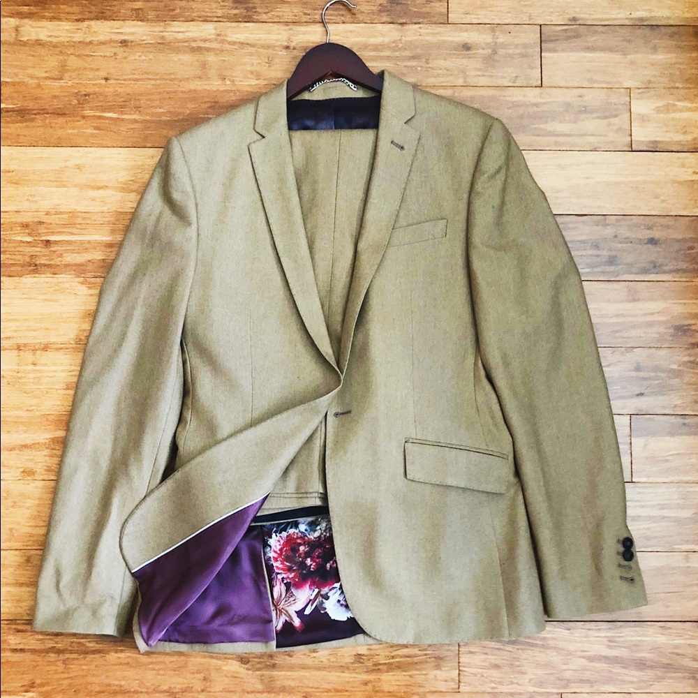 Slim Fit Tan Lightweight Wool Suit